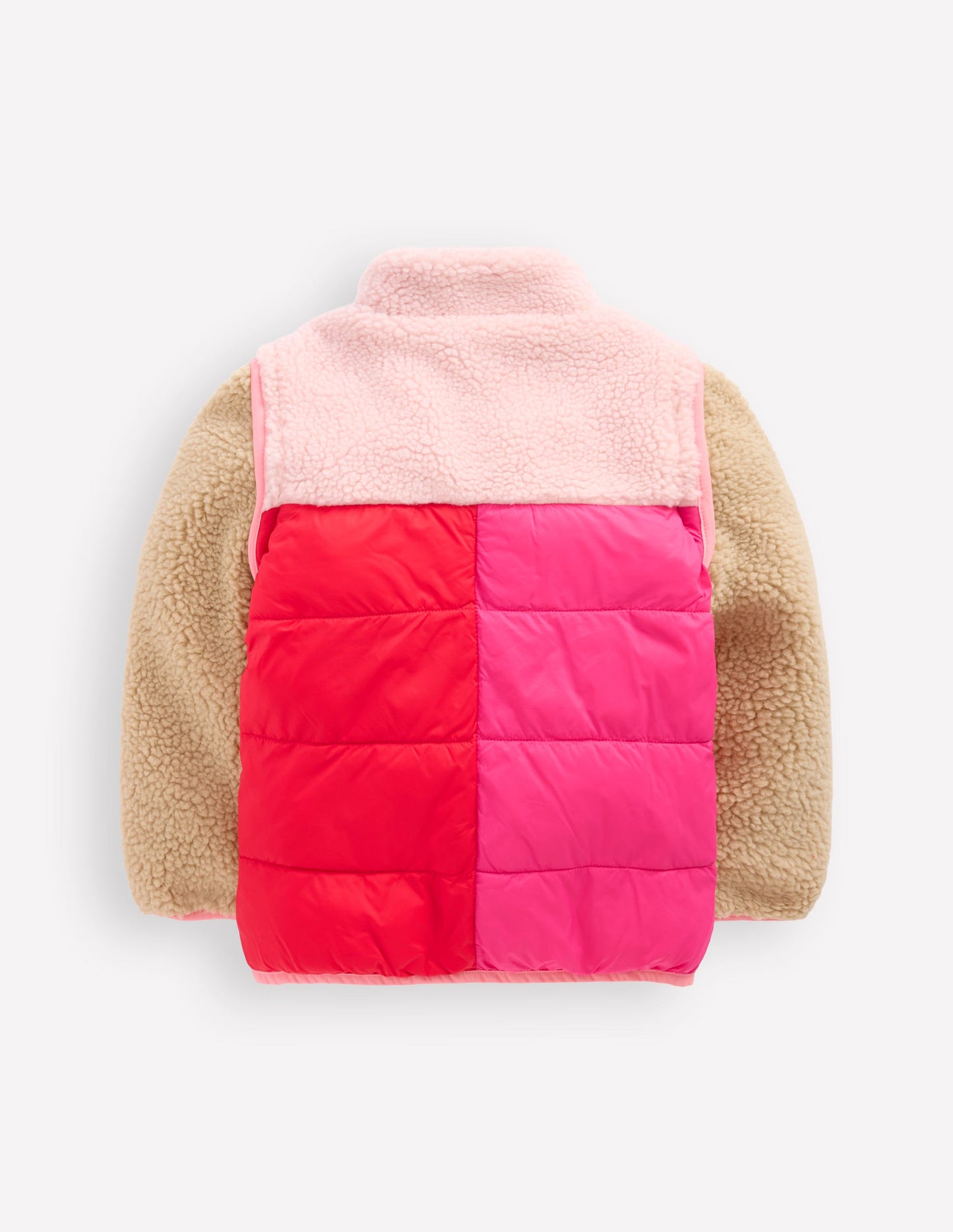 2-in-1 Borg Mix Jacket-Pink Borg Colourblock
