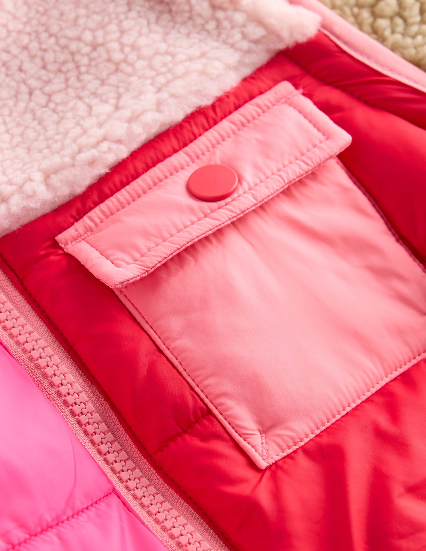 2-in-1 Borg Mix Jacket-Pink Borg Colourblock