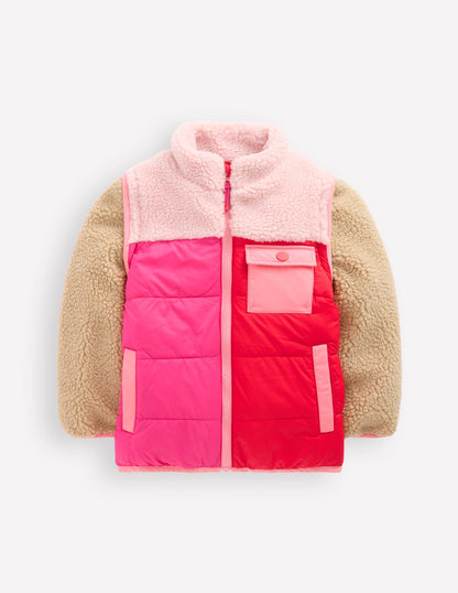 2-in-1 Borg Mix Jacket-Pink Borg Colourblock-2