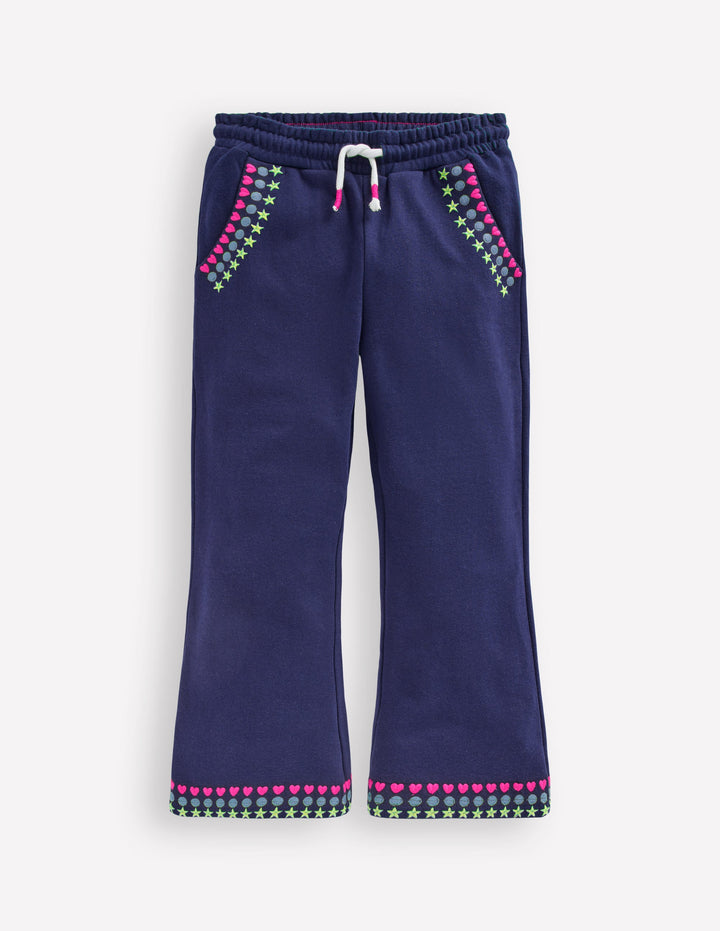 Embroidered Kickflare Joggers-College Navy Embroidery