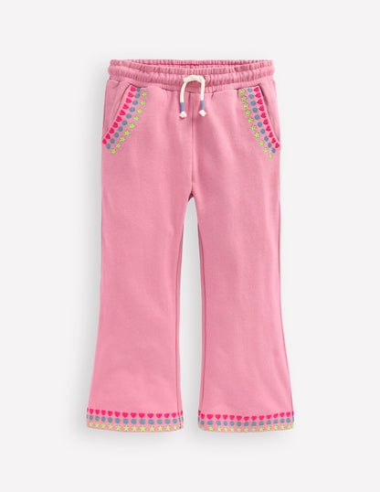 Embroidered Kickflare Joggers-Pink Haze Embroidery-1