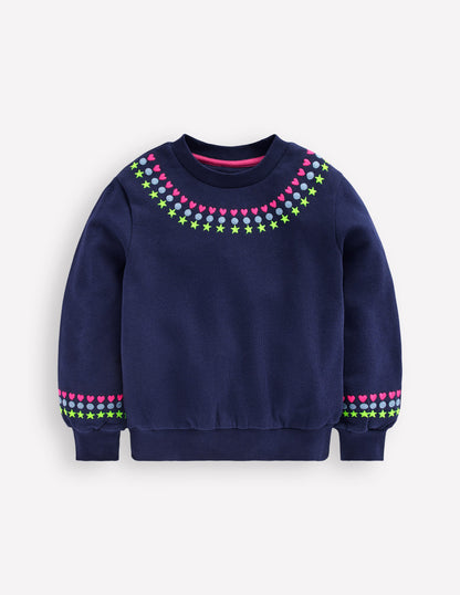 Embroidered Sweatshirt-College Navy Embroidery-1