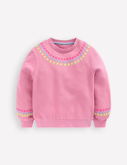 Embroidered Sweatshirt-Pink haze Embroidery-1