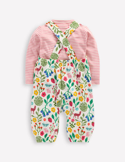 Jersey Dungaree Set-Ivory Woodland Walk-2