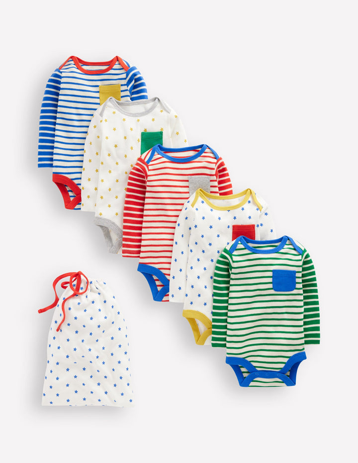 Striped 5 Pack Bodies-Multi Stripes/Stars