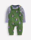 Jersey Dungarees Set-Green Dogs
