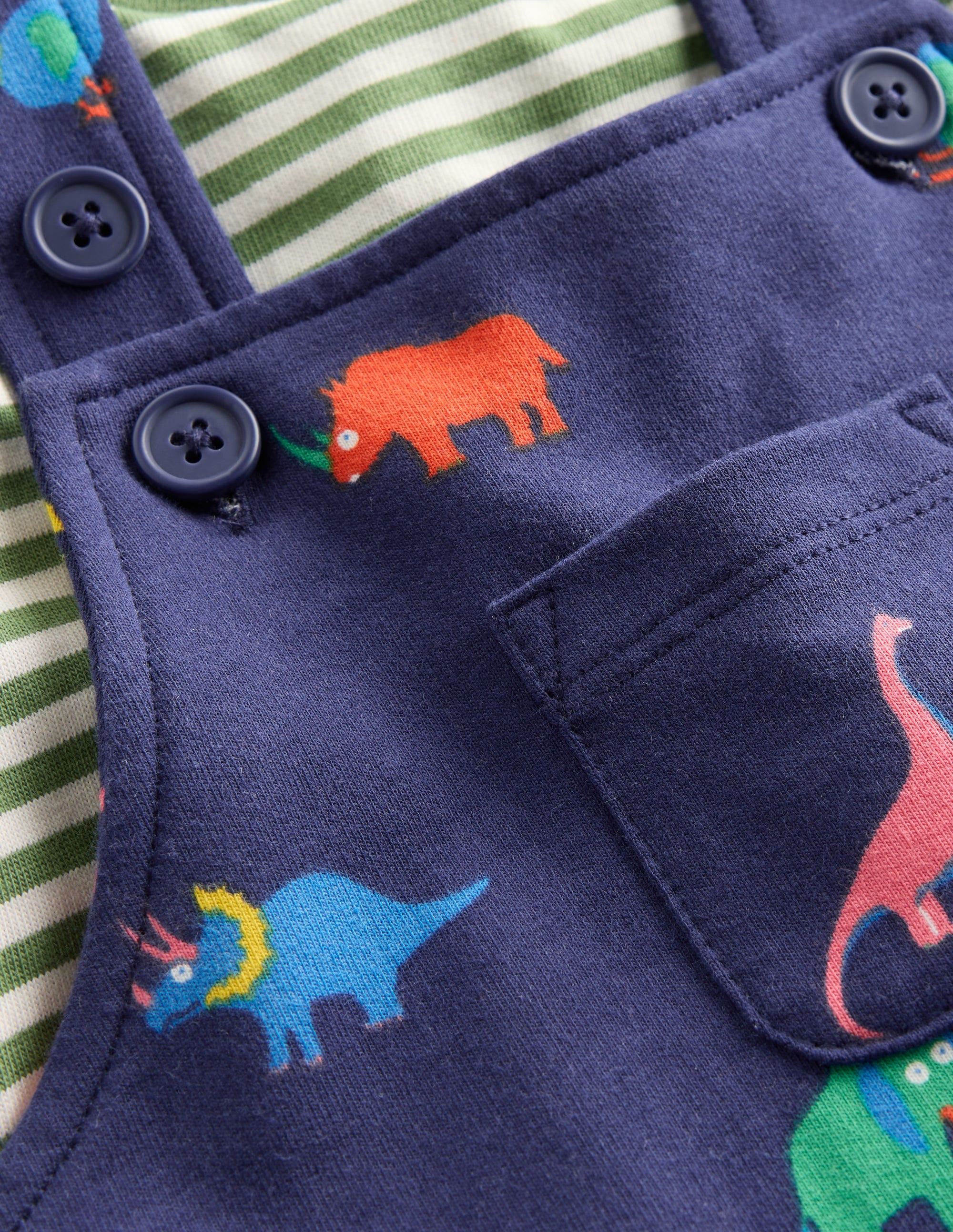 Jersey Dungarees Set-Multi Prehistoric Animals - Image 3