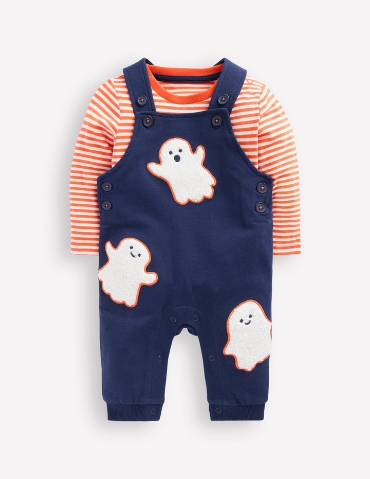 Jersey Dungarees Set-Navy Blue Ghosts