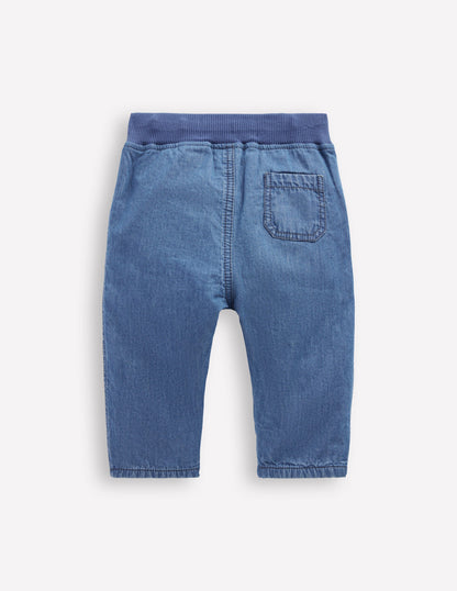 Cosy Lined Trousers-Blue Chambray-2