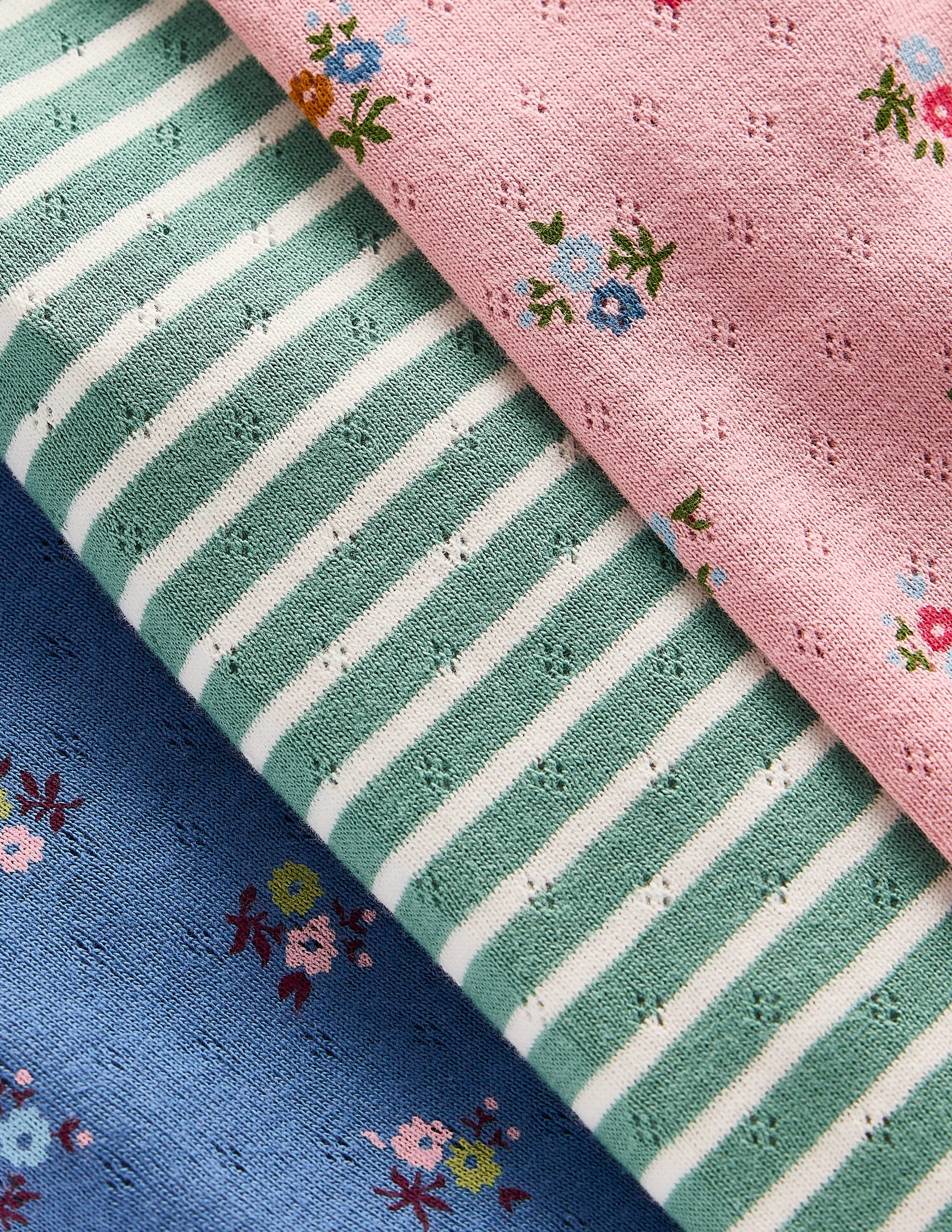3-pack Pointelle Leggings-Pink/Blue Ditsy Floral - Image 2