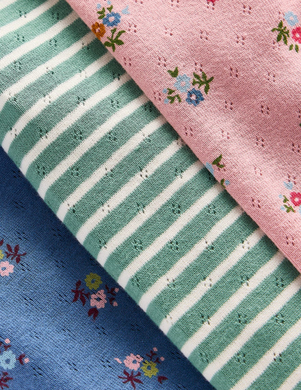 3 Pack Pointelle Leggings-Pink/Blue Ditsy Floral
