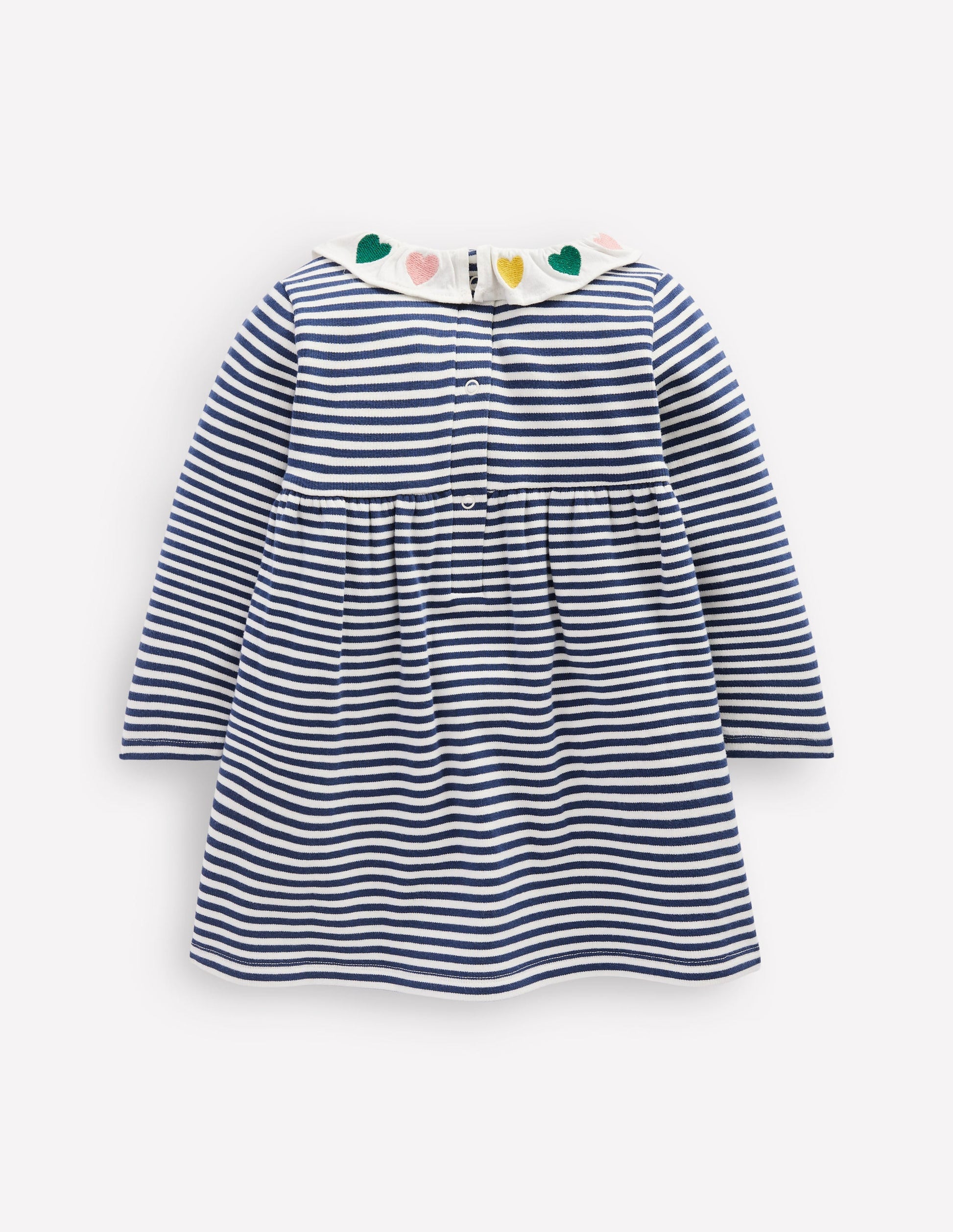 Embroidered Jersey Dress-Starboard Blue Ivory Stripe-2
