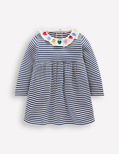 Embroidered Jersey Dress-Starboard Blue Ivory Stripe-1
