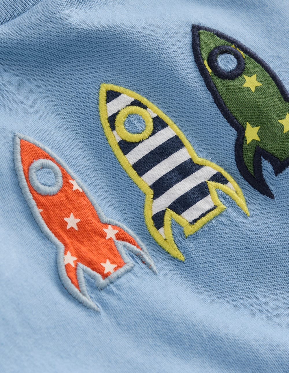 Long Sleeve Applique T-Shirt-Blue Rockets-3