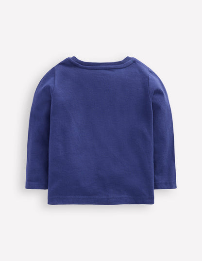 Long Sleeve Applique T-Shirt-Navy Pumpkin-2