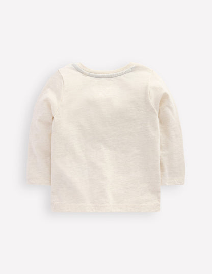 Long Sleeve Applique T-Shirt-Oatmeal Mammoth-2
