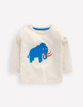 Long Sleeve Appliqué T-shirt-Oatmeal Mammoth