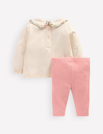 Collared Jersey Set-Oatmeal Marl