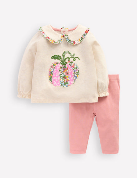 Collared Jersey Set-Oatmeal Marl