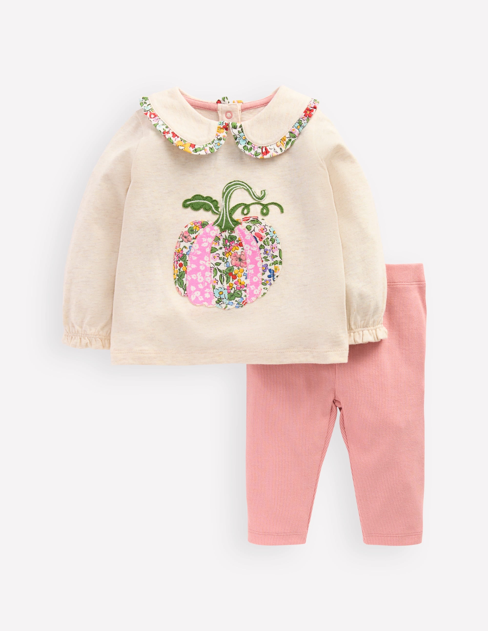 Collared Jersey Set-Oatmeal Marl - Image 1