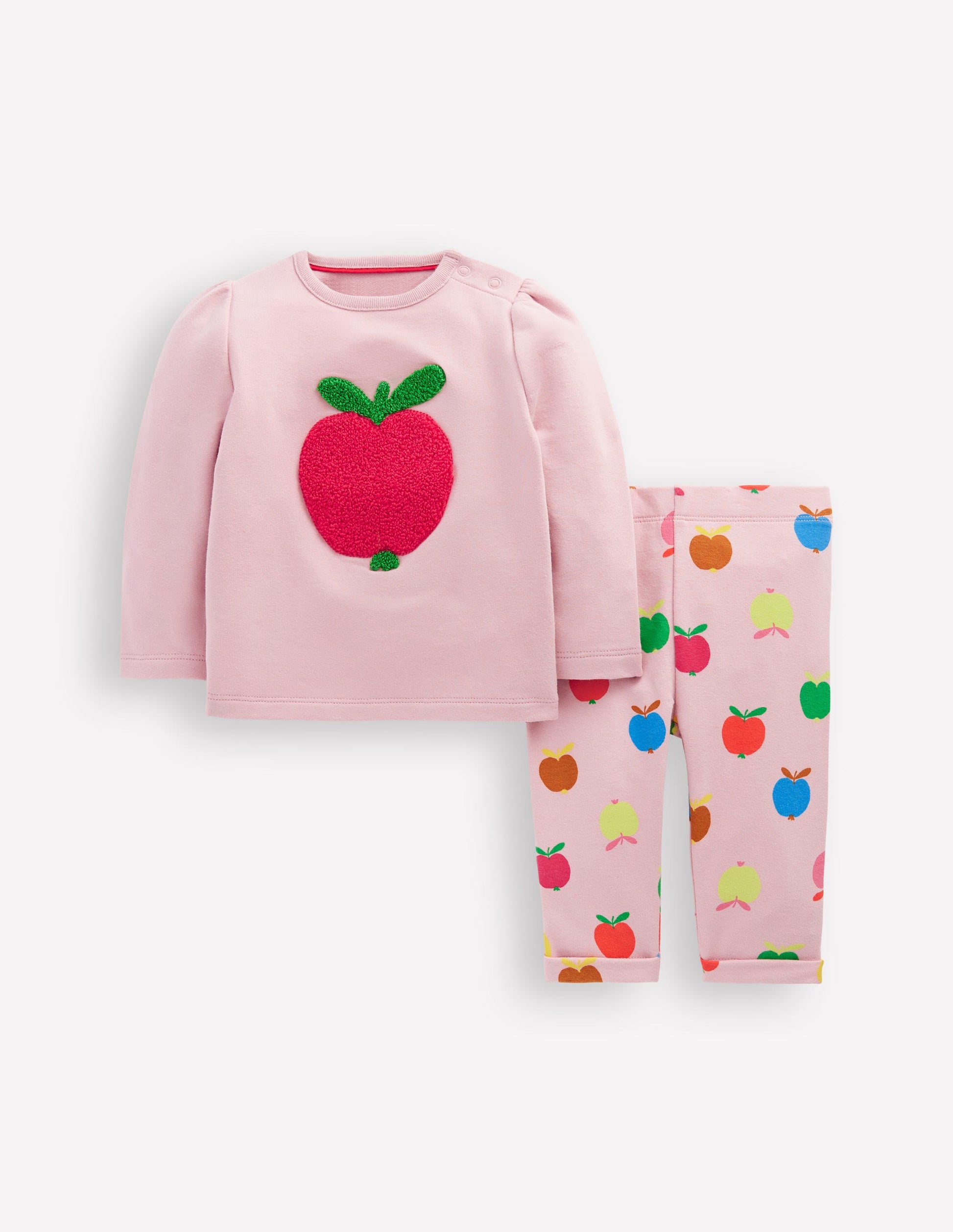 Appliqué Jersey Play Set-Vintage Pink Small Apples-1
