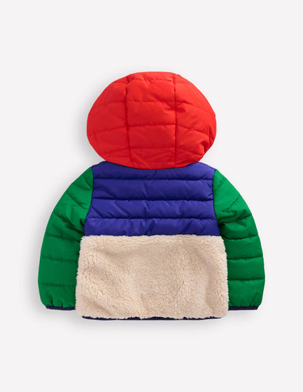 Mixed Borg Jacket-Multi Colour Block