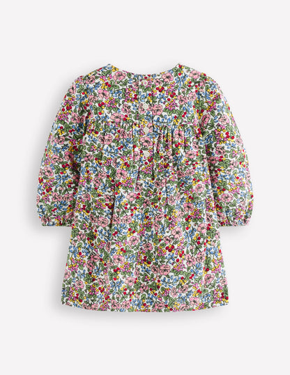 Yoke Detail Woven Dress-Coconut Berry Floral-3