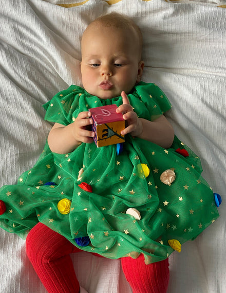 Layered Tulle Dress-Green Christmas Tree