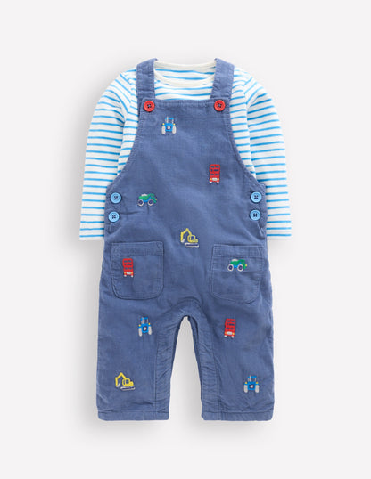 Cord Dungaree Set-Blue Transport-1