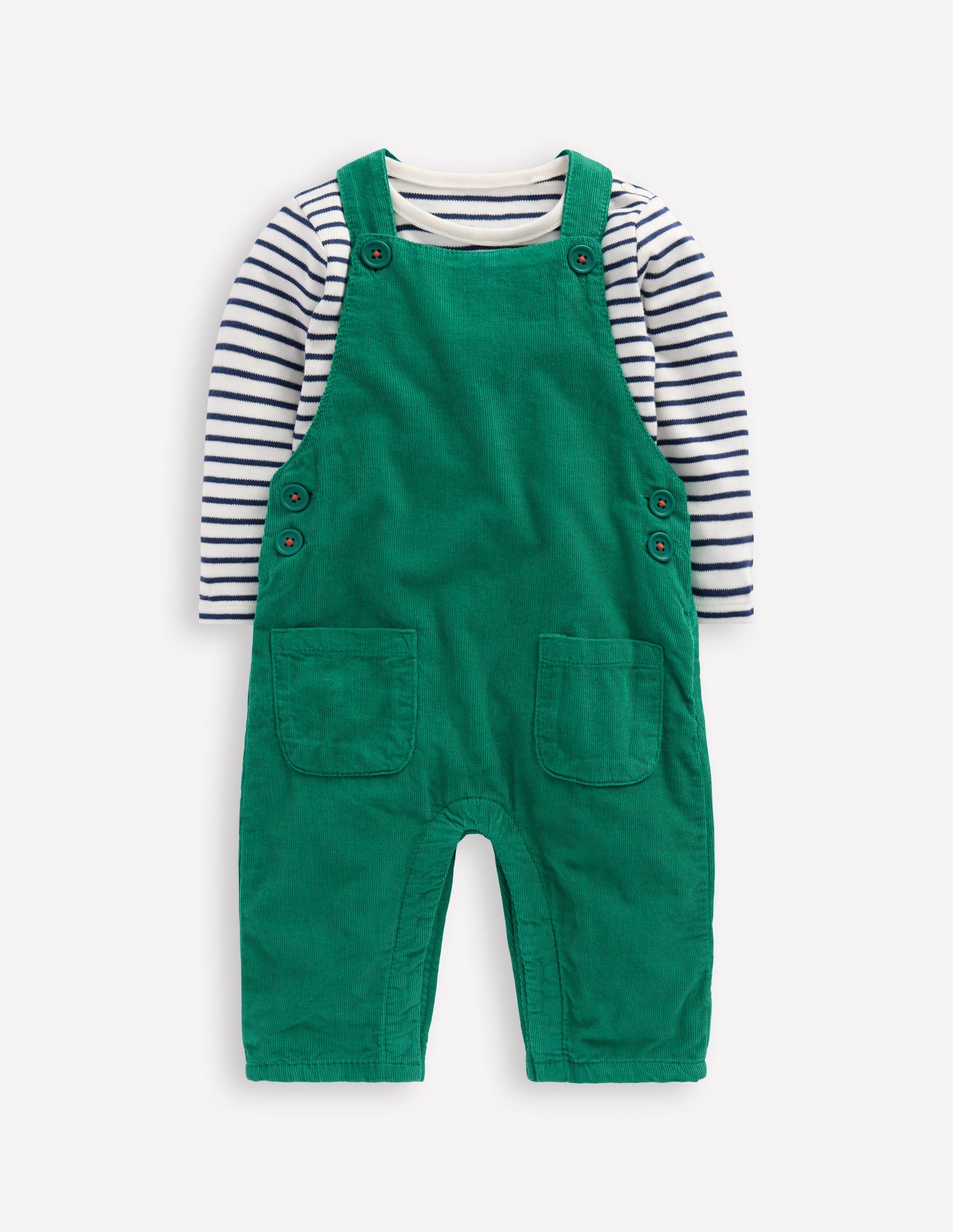 Cord Dungaree Set-Jewel Green-1
