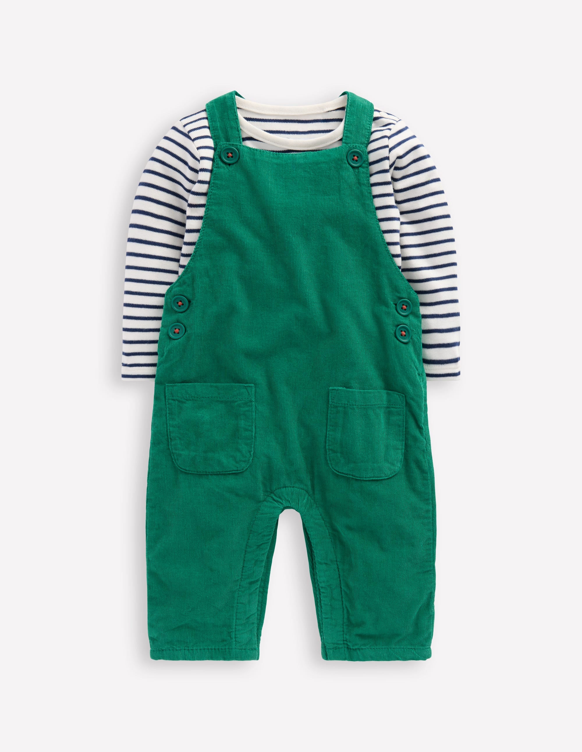 Novelty Cord Dungarees Set-Jewel Green - Image 1