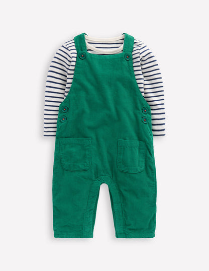 Cord Dungaree Set-Jewel Green-1
