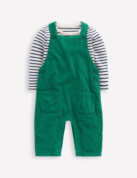 Cord Dungaree Set-Jewel Green