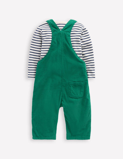 Cord Dungaree Set-Jewel Green-2