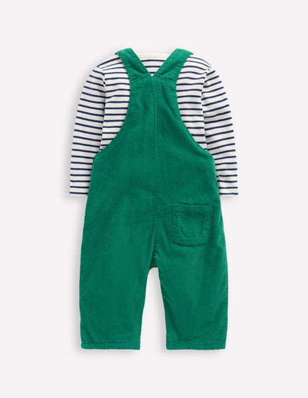 Cord Dungaree Set-Jewel Green