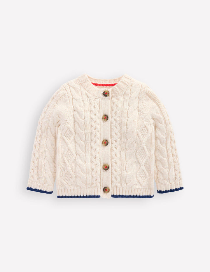 Heritage Cable Cardigan-Ecru Marl