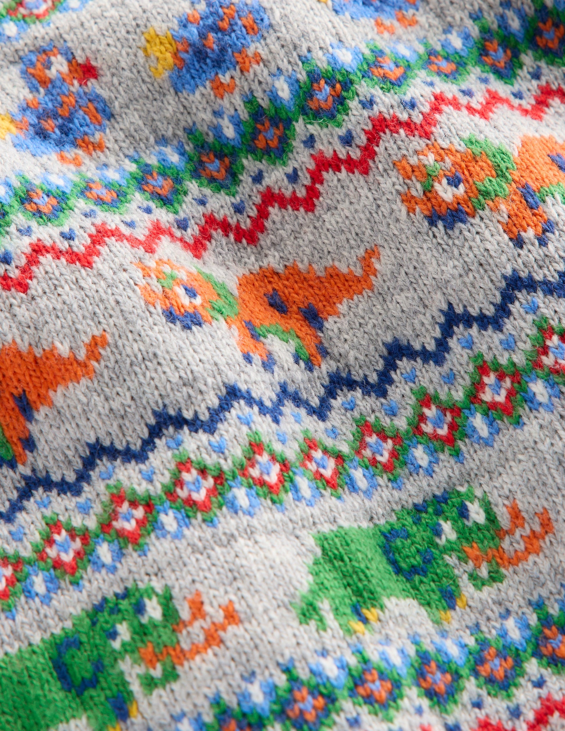 Fair Isle Button Jumper-Grey Marl Prehistoric Animals-4