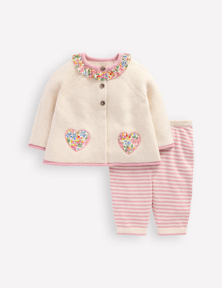Pretty Knitted Play Set-Ecru Marl Hearts