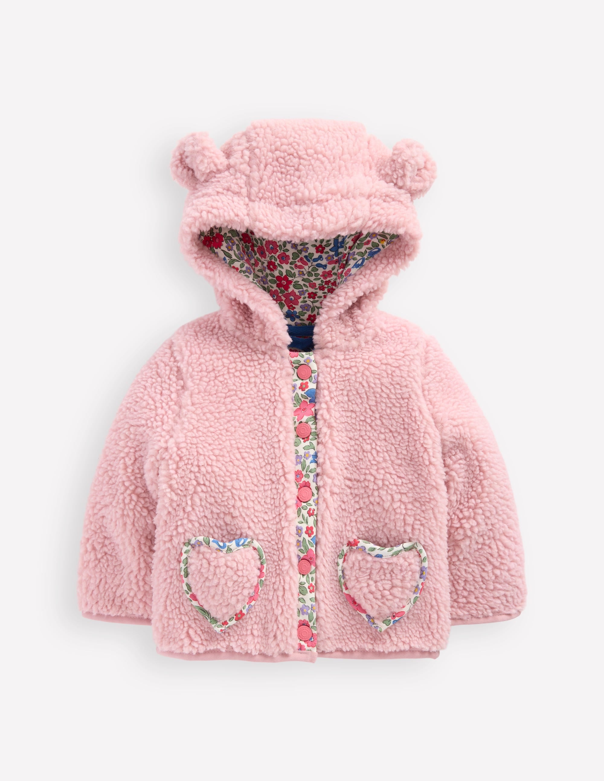 Novelty Cosy Borg Jacket-Pink - Image 1