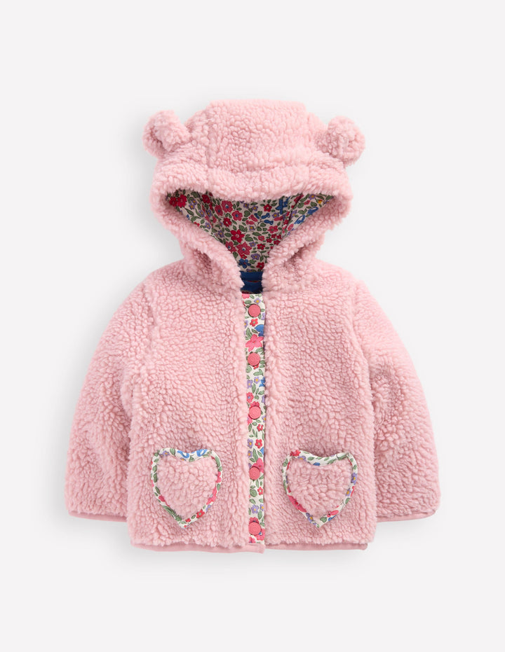 Novelty Cosy Borg Jacket-Pink