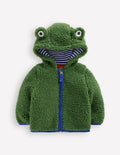 Novelty Cosy Borg Jacket-Broccoli Green Frog
