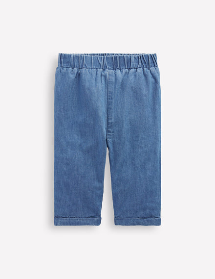 Cosy Lined Trousers-Blue Chambray