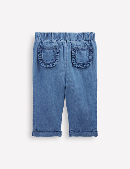 Cosy Lined Trousers-Blue Chambray