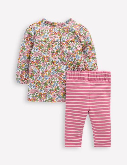 Applique Jersey Tunic Set-Multi Berry Floral
