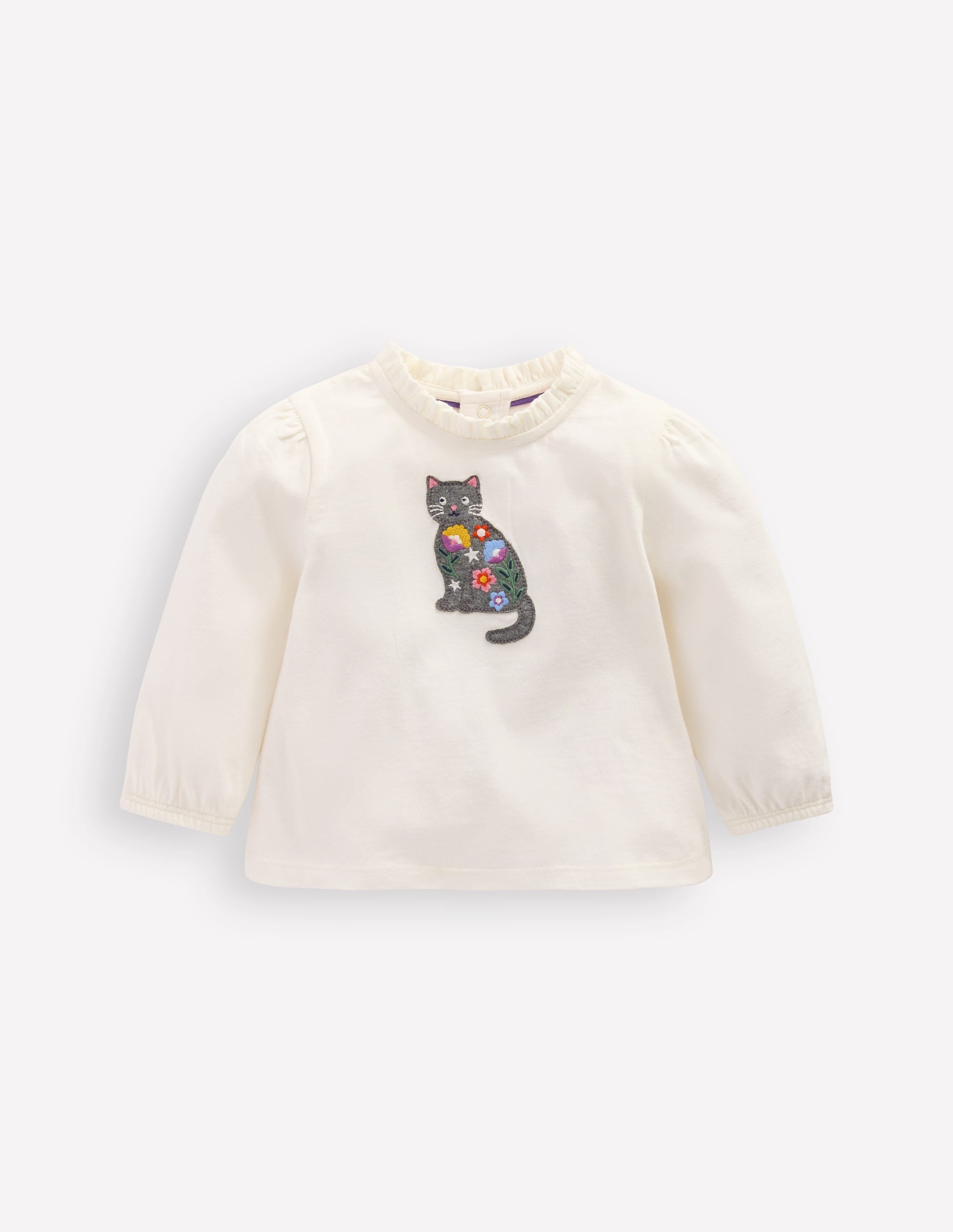 Appliqué T-shirt-Soft Ivory Cat - Image 1