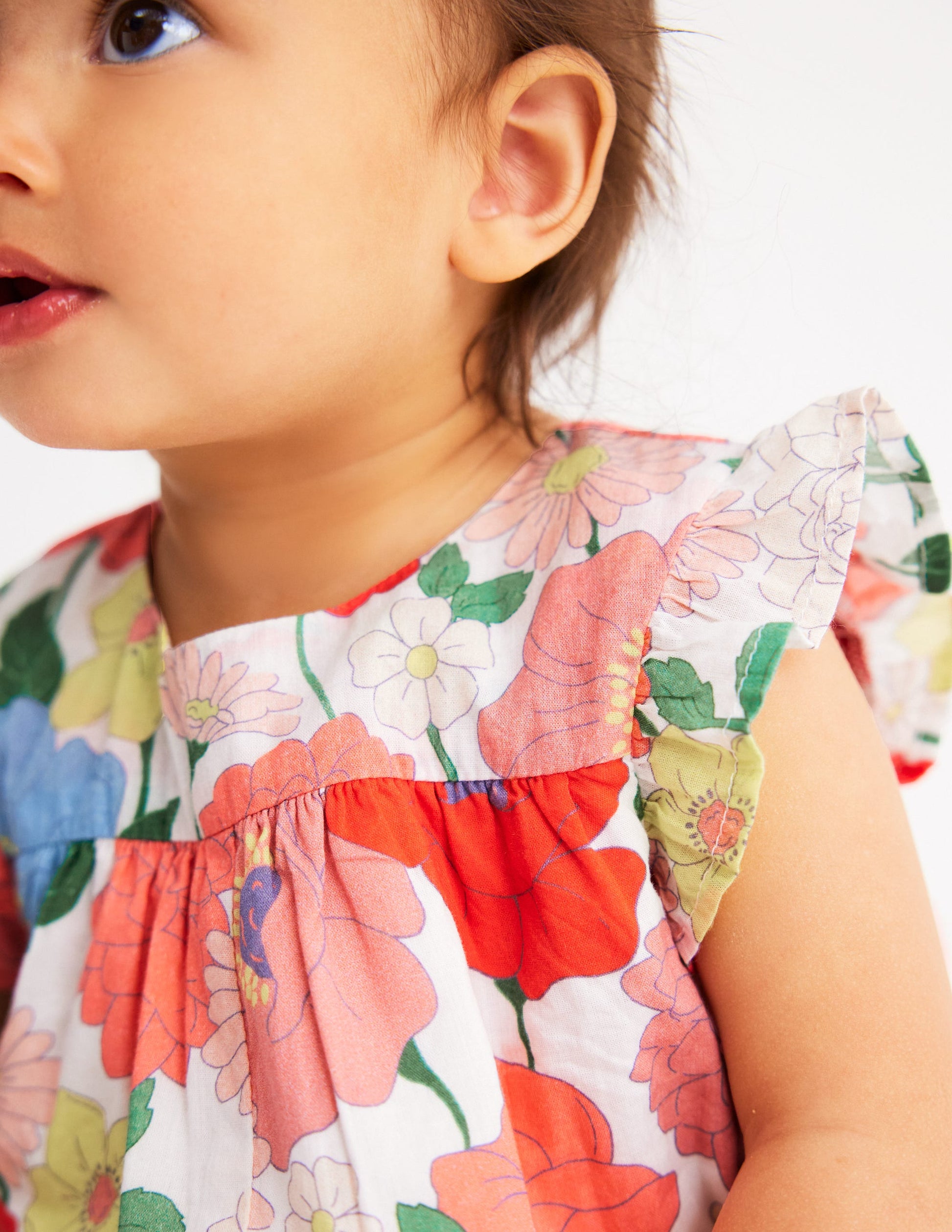 Ruffle Sleeve Romper-Multi Summer Garden-2