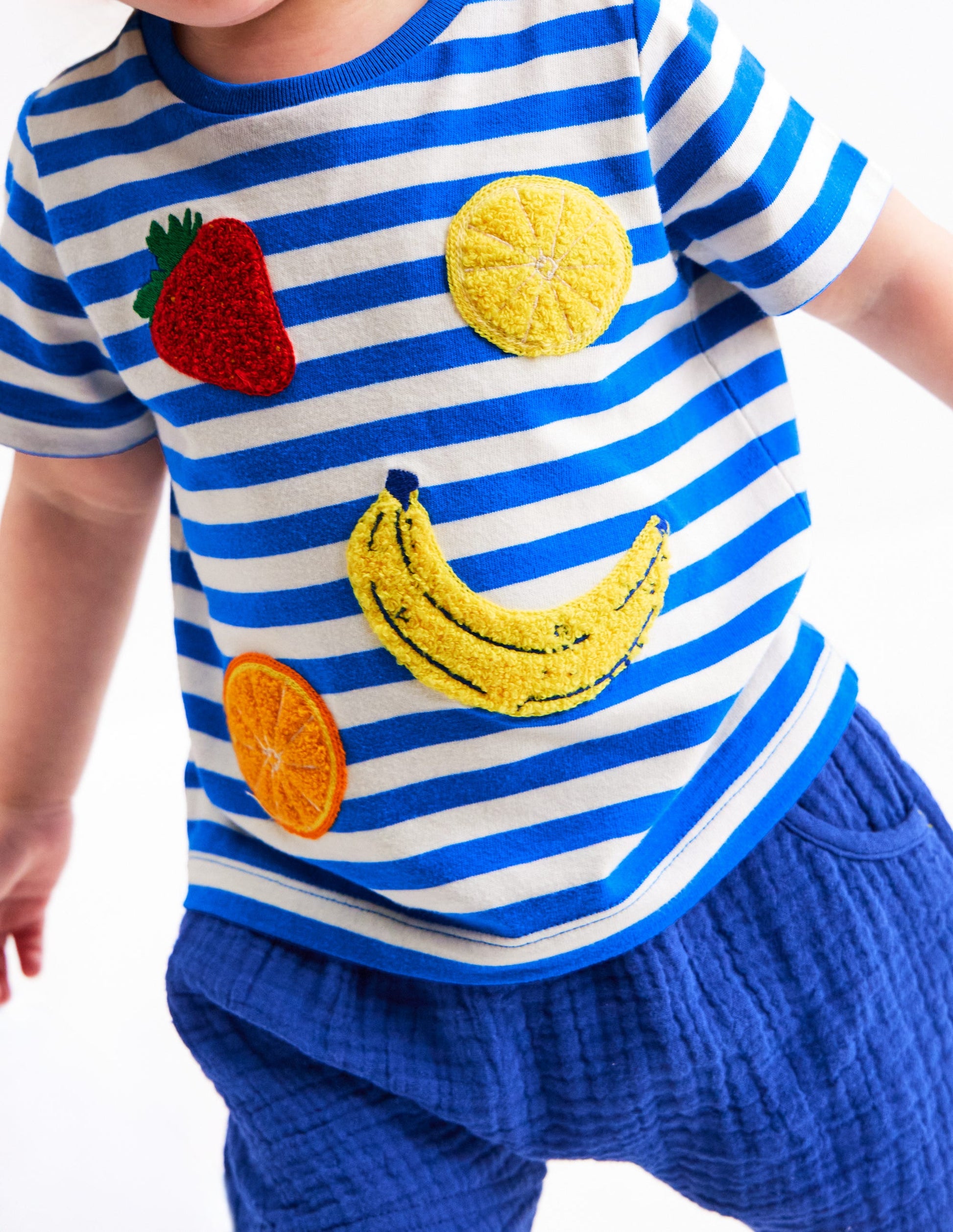 Logo Interest T-Shirt-Blue Stripe Fruit-3