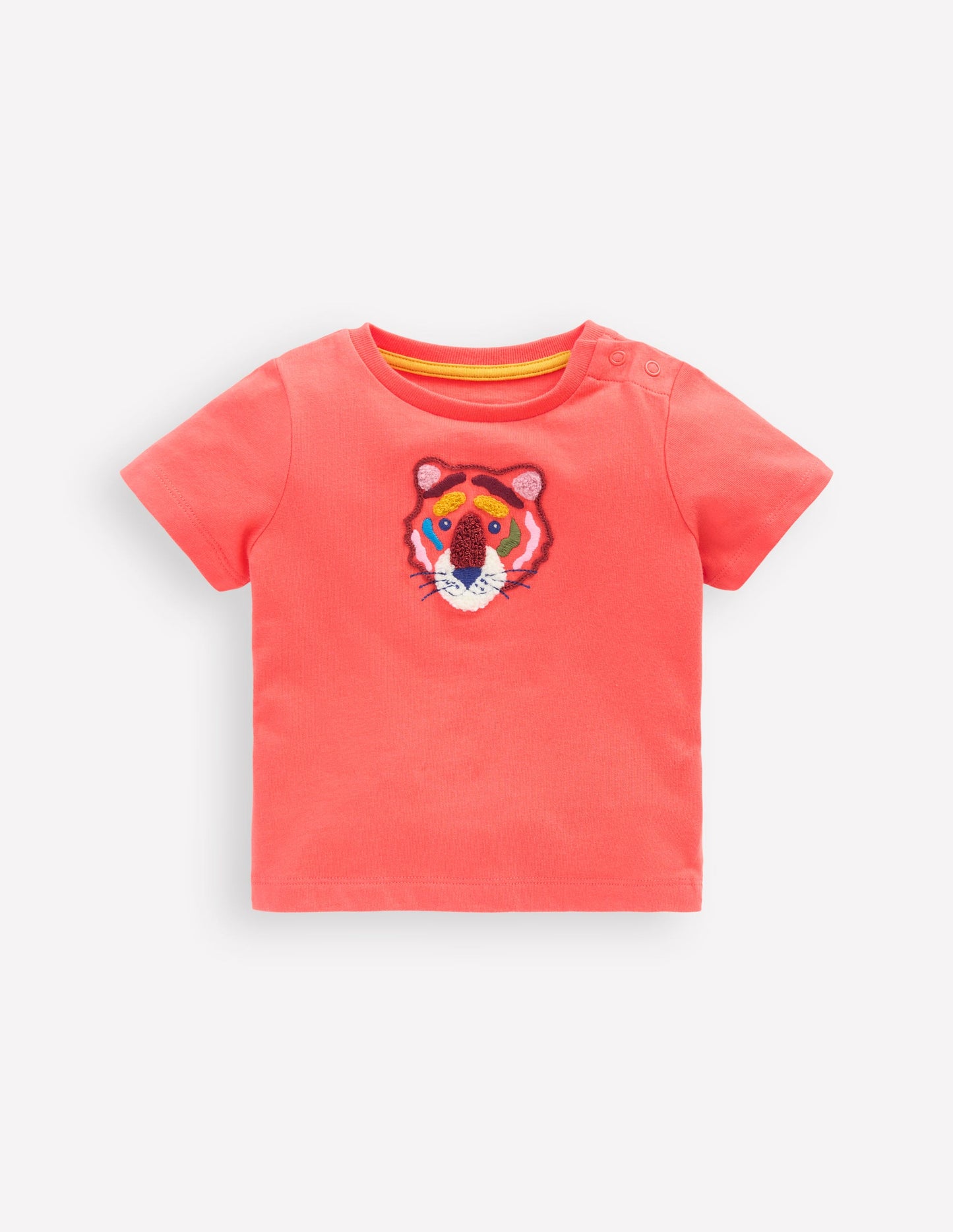 Logo Interest T-Shirt-Hot Coral Tiger