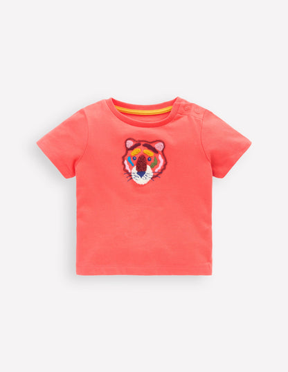 Logo Interest T-Shirt-Hot Coral Tiger-3