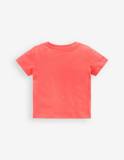 Logo Interest T-Shirt-Hot Coral Tiger-4